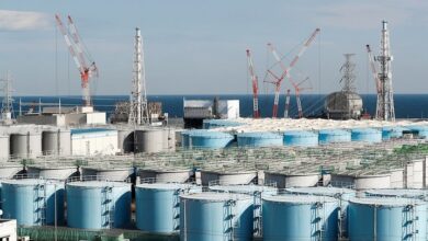 Depósitos para el tratamiento del agua contaminada de Fukushima.