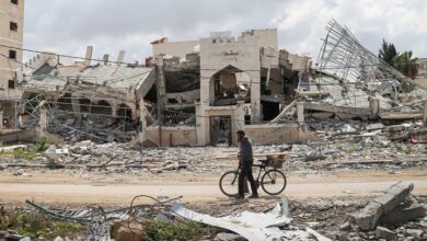 © UNOCHA/Themba Linden Jan Yunis yace en ruinas tras la retirada de las fuerzas israelíes.